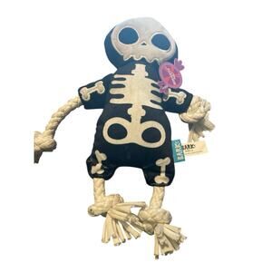 BARK Howl-o-ween Party GRIM SQUEAKER 10" Plush Dog Toy Rope Squeak